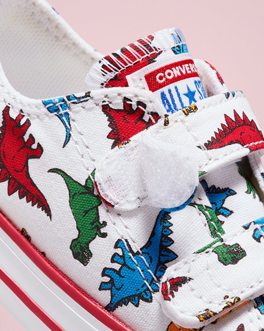 Boys' Converse Chuck Taylor All Star Easy-On Dinosaurs Low Top Shoes White / Red / Blue | AU 90C83H